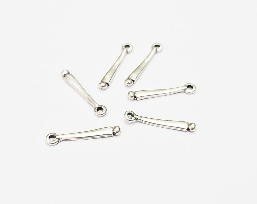10 Stick Charms, Dangle Charms Antique Silver Plated (24x4mm) G34641
