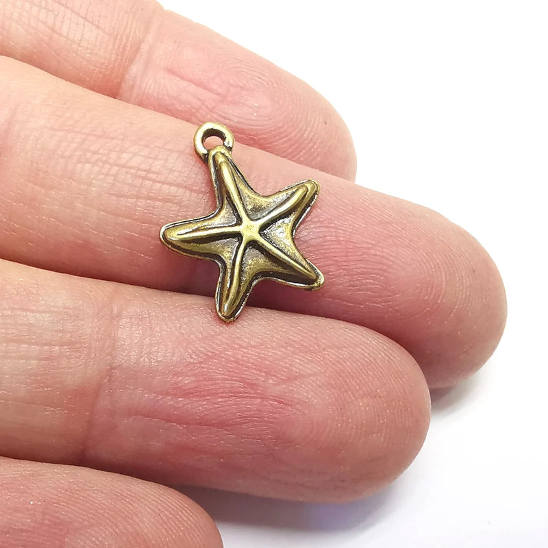 5 Star Charms Antique Bronze Plated Charms (18x15mm) G34652
