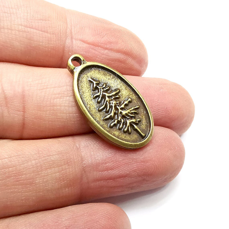 Tree Charms Antique Bronze Plated Pine Tree DIY Charms, Dangle Earring Component (28x16mm) G34571