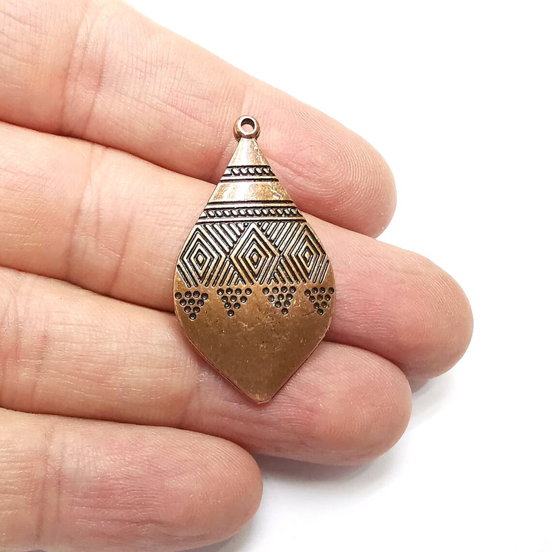 Drop Marquise Dangle Charms, Antique Copper Plated Charms (37x21mm) G34574