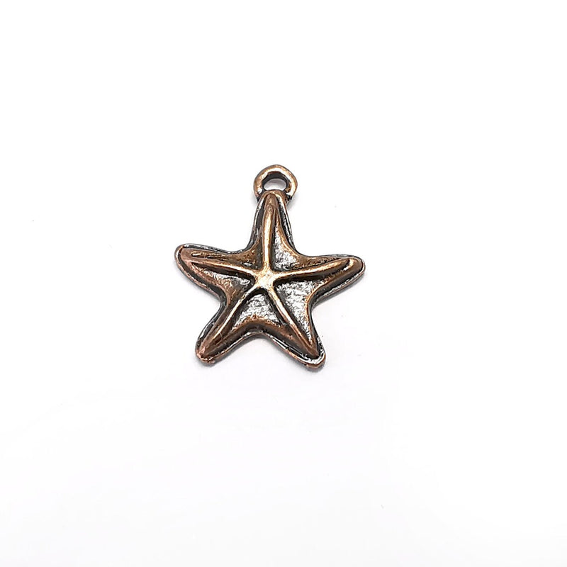 5 Star Charms Antique Copper Plated Charms (18x15mm) G34654