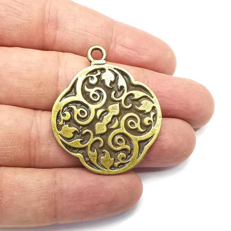 Branch, Disc Charms, Antique Bronze Plated (41x35mm) G34657