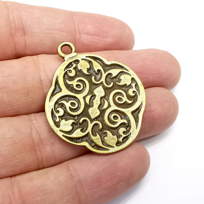 Branch, Disc Charms, Antique Bronze Plated (41x35mm) G34657