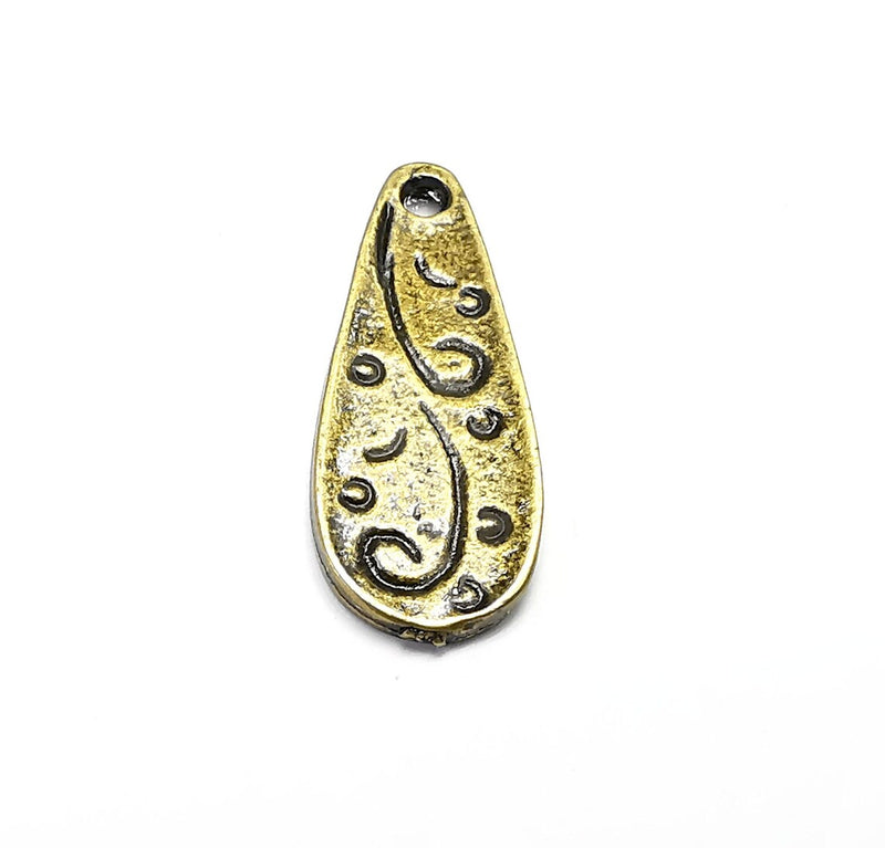5 Drop Charms (Double Sided) Antique Bronze Plated Charms (26x10mm) G34670