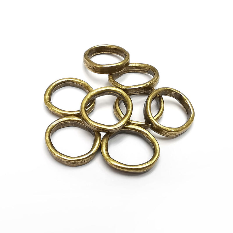 5 Circle Connector Charms, Dangle Charms Antique Bronze Plated Findings (15mm) G34700