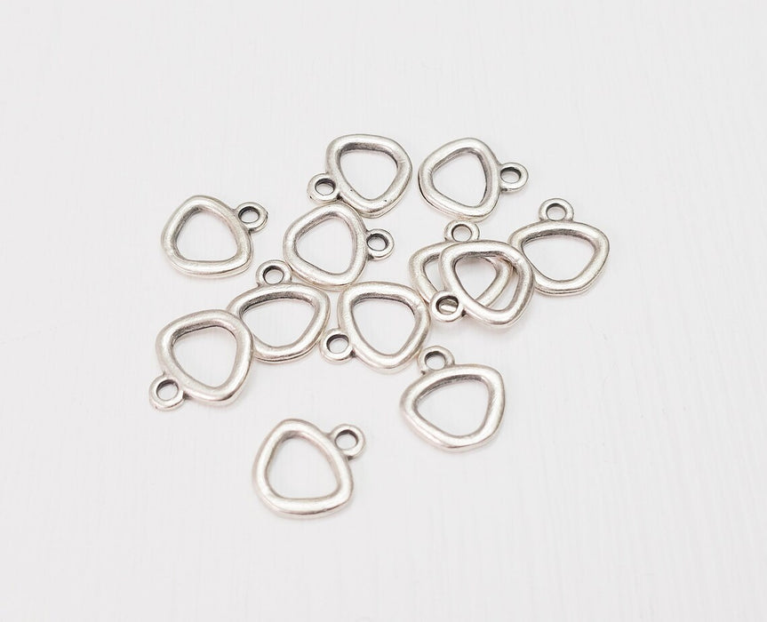 10 Triangle Charms, Antique Silver Plated (14x13mm) G34632