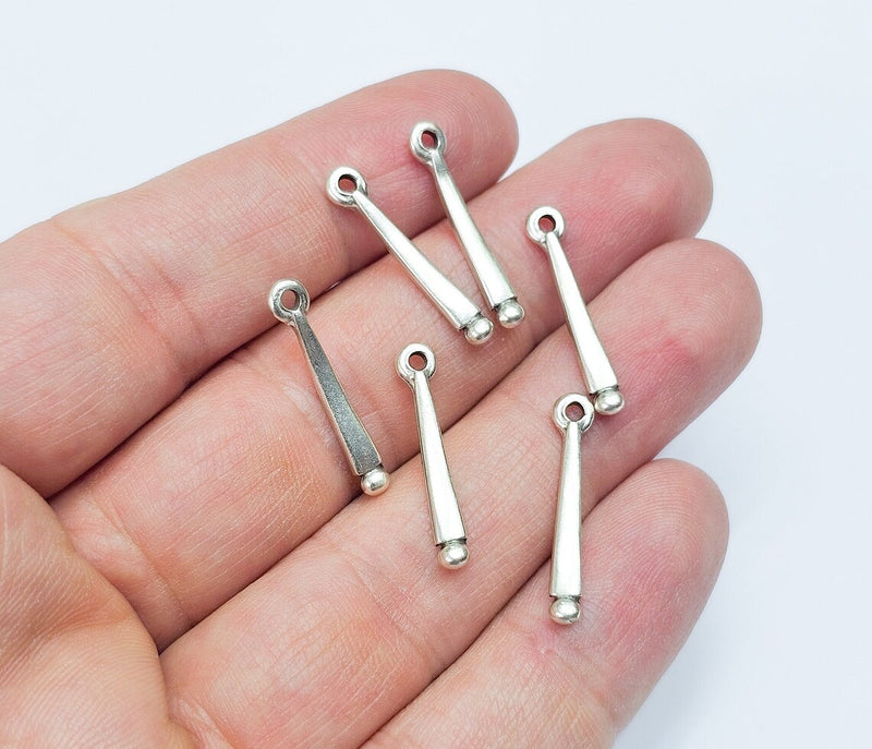 10 Stick Charms, Dangle Charms Antique Silver Plated (24x4mm) G34641