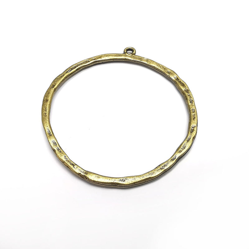 Hoop Circle Hammered Charms Antique Bronze Plated Charms (57x50mm)  G25144