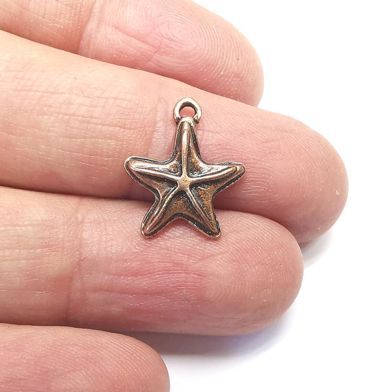 5 Star Charms Antique Copper Plated Charms (18x15mm) G34654