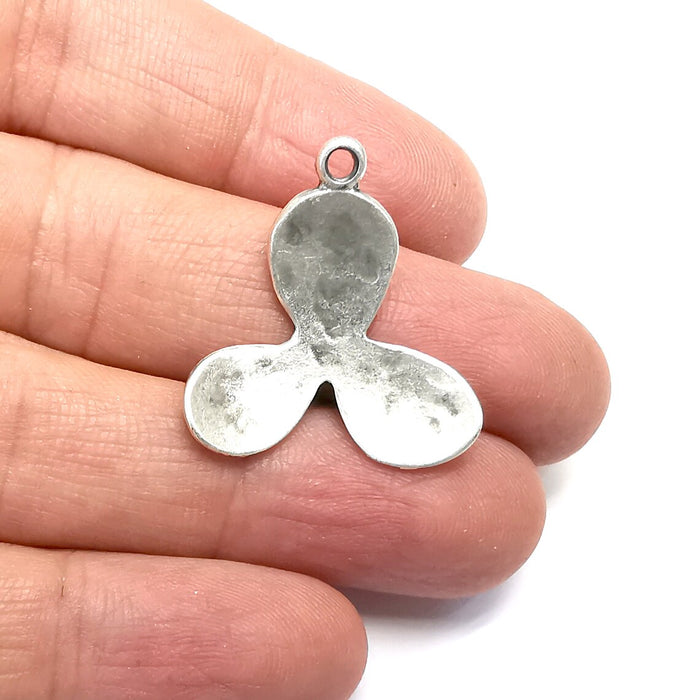 4, 20 or 50 Pieces: Small Silver Flower Charms - Double Sided
