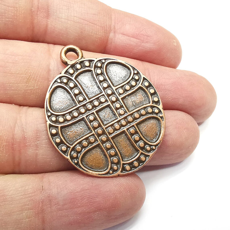 Copper Round Charms, Antique Copper Plated (40x33mm) G34656