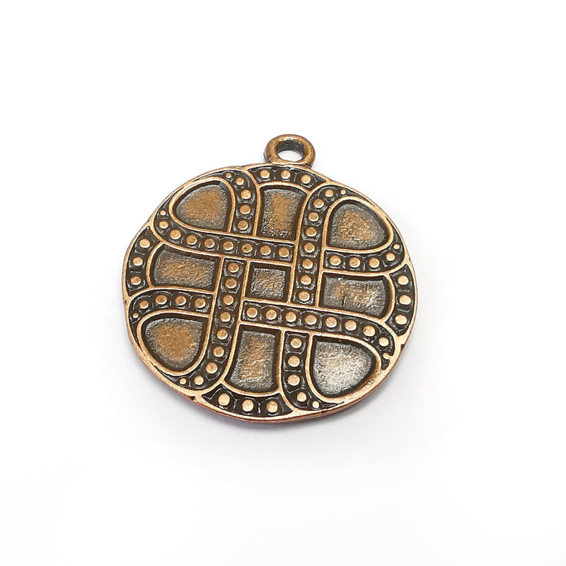 Copper Round Charms, Antique Copper Plated (40x33mm) G34656