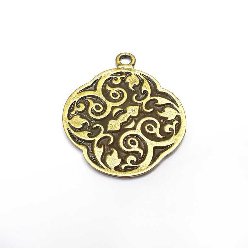 Branch, Disc Charms, Antique Bronze Plated (41x35mm) G34657