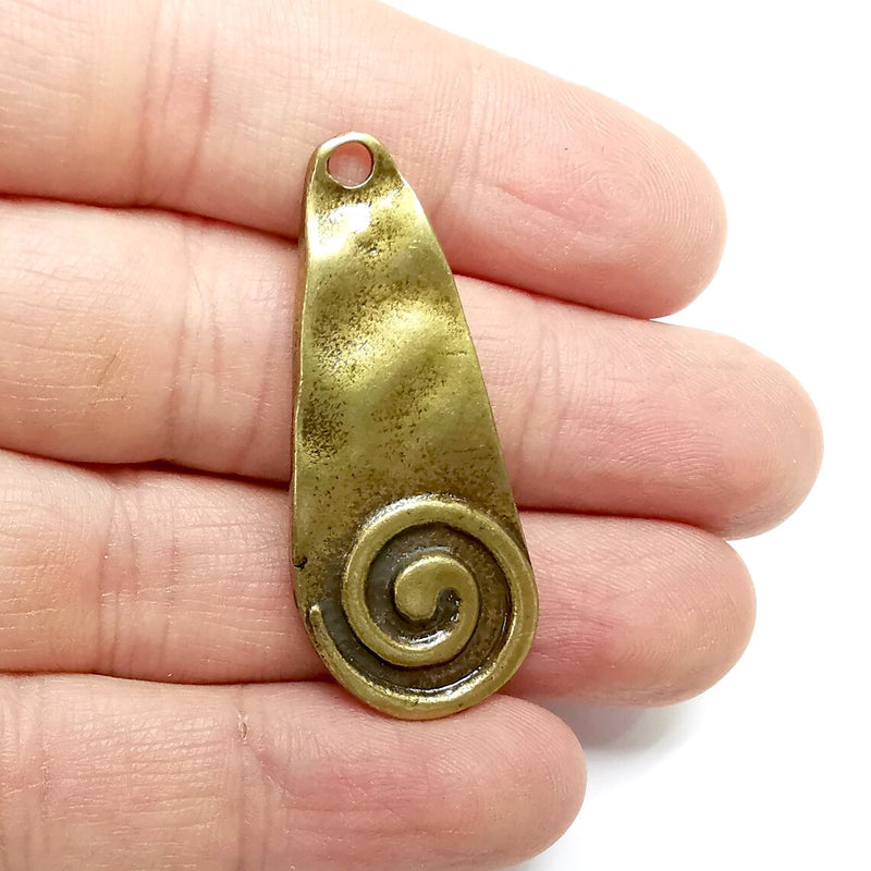 Swirl Charms, Antique Bronze Plated Dangle Charms (46x19mm) G34701