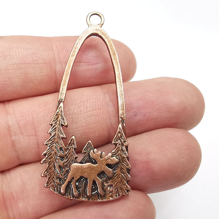 Moose Forest Charms, Antique Copper Plated Charms (54x24mm) G34818