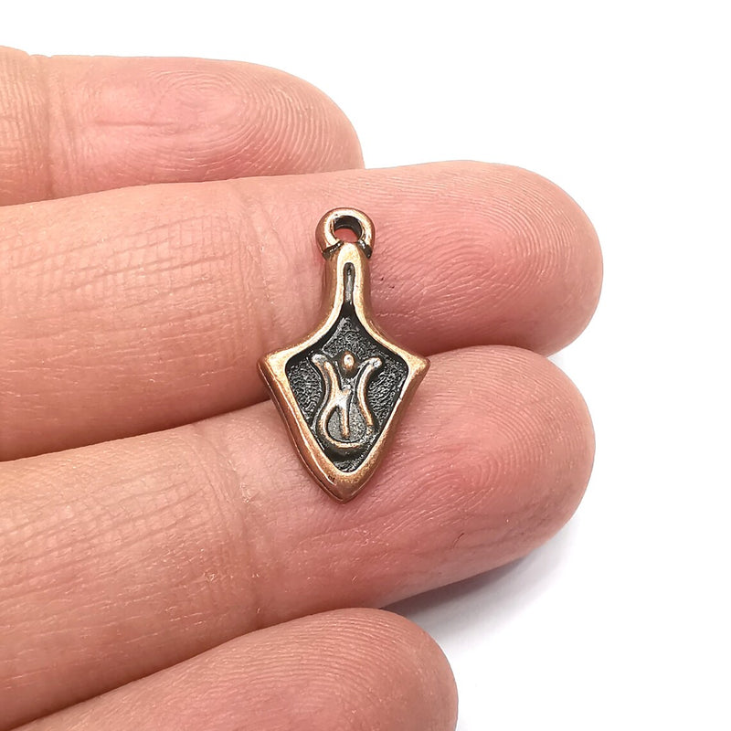 5 Tulip Charms, Antique Copper Plated Charms (22x12mm) G34827