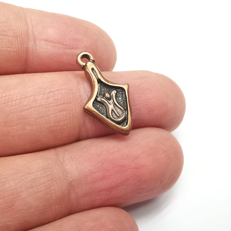 5 Tulip Charms, Antique Copper Plated Charms (22x12mm) G34827