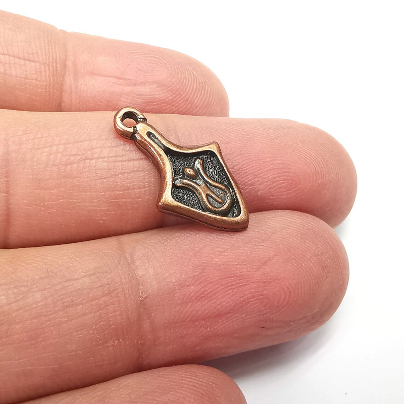 5 Tulip Charms, Antique Copper Plated Charms (22x12mm) G34827