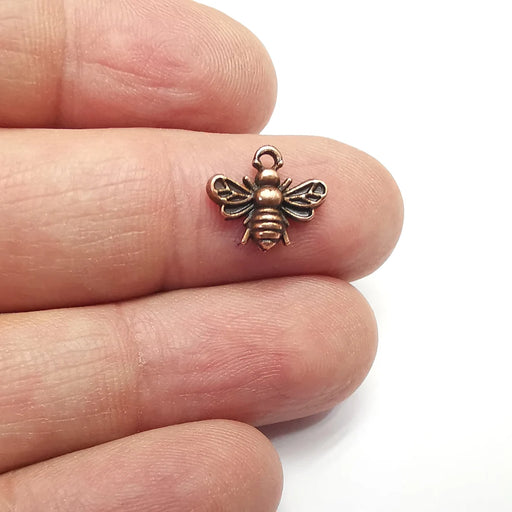 5 Bee Charms Antique Copper Plated Charms (13x11mm) G34837