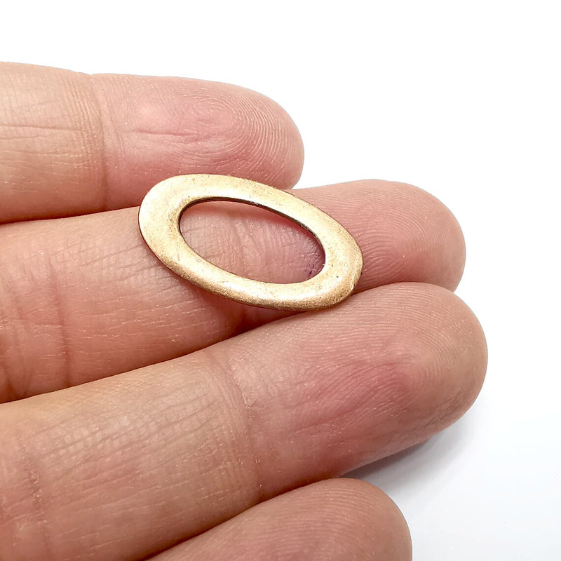 5 Oval Connector Charms Antique Copper Plated Findings (24x14mm) G34839