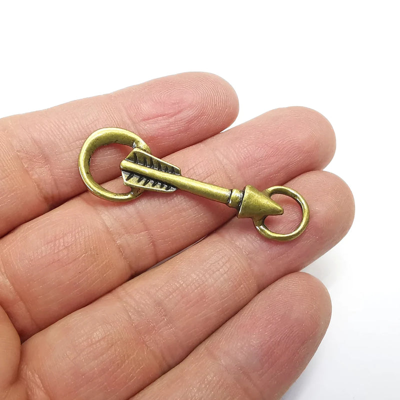 2 Arrow Charms, Dangle Charms Antique Bronze Plated (47x15mm) G34857