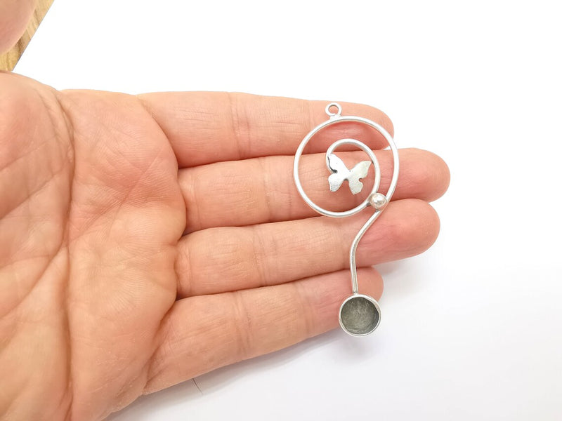 Butterfly Charm, Pendant Blank, Cabochon Bezel, Earring Base, inlay Mounting, Resin Necklace, Antique Silver Plated Brass 10mm blank G34949