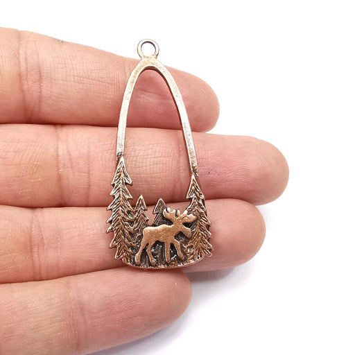 Moose Forest Charms, Antique Copper Plated Charms (54x24mm) G34818