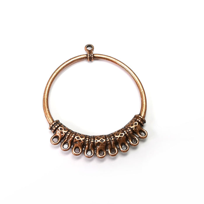 Circle Connector, Multi Hole Earring Parts, Spacer, Antique Copper Plated Dangle Charms (55x45mm) G34965