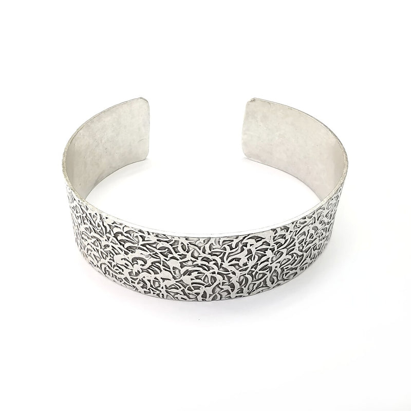 Branch Bracelet, Cuff Blank, Bangle Base Setting, Antique Silver Plated Brass Adjustable Bracelet (20mm) G34969