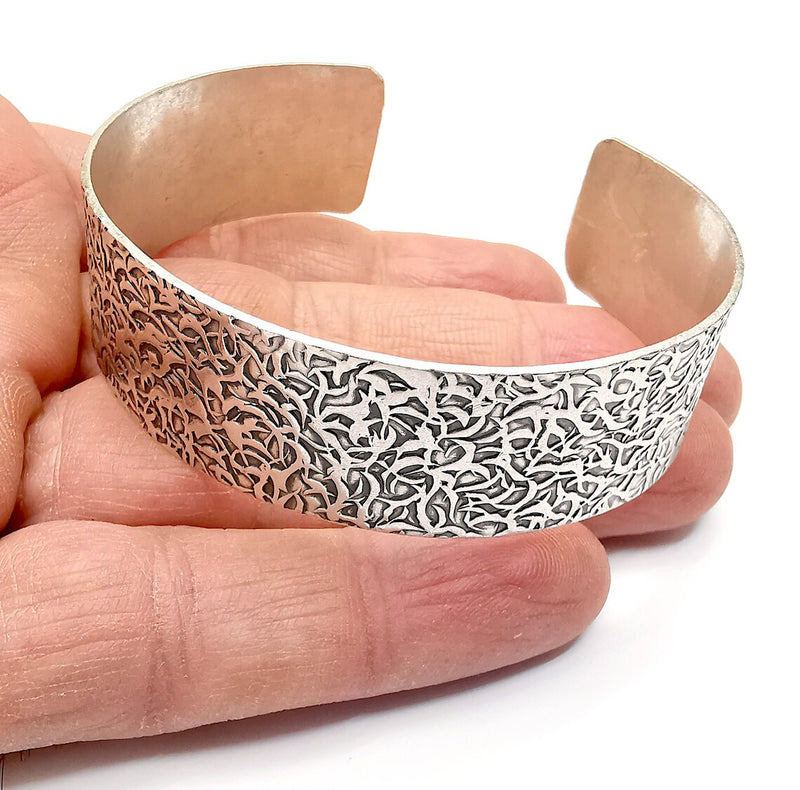 Branch Bracelet, Cuff Blank, Bangle Base Setting, Antique Silver Plated Brass Adjustable Bracelet (20mm) G34969