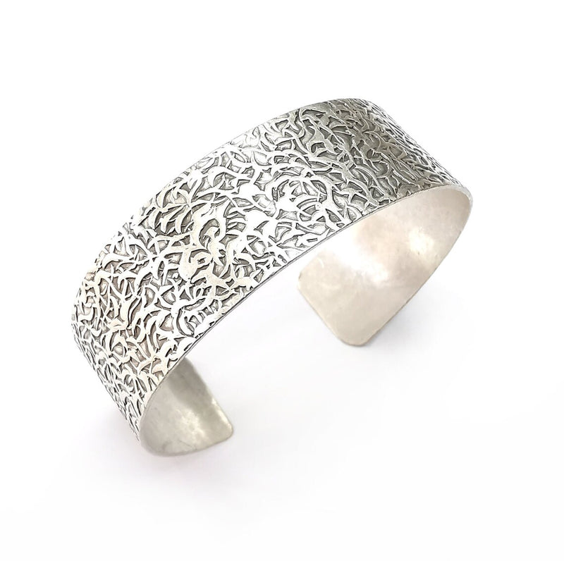 Branch Bracelet, Cuff Blank, Bangle Base Setting, Antique Silver Plated Brass Adjustable Bracelet (20mm) G34969