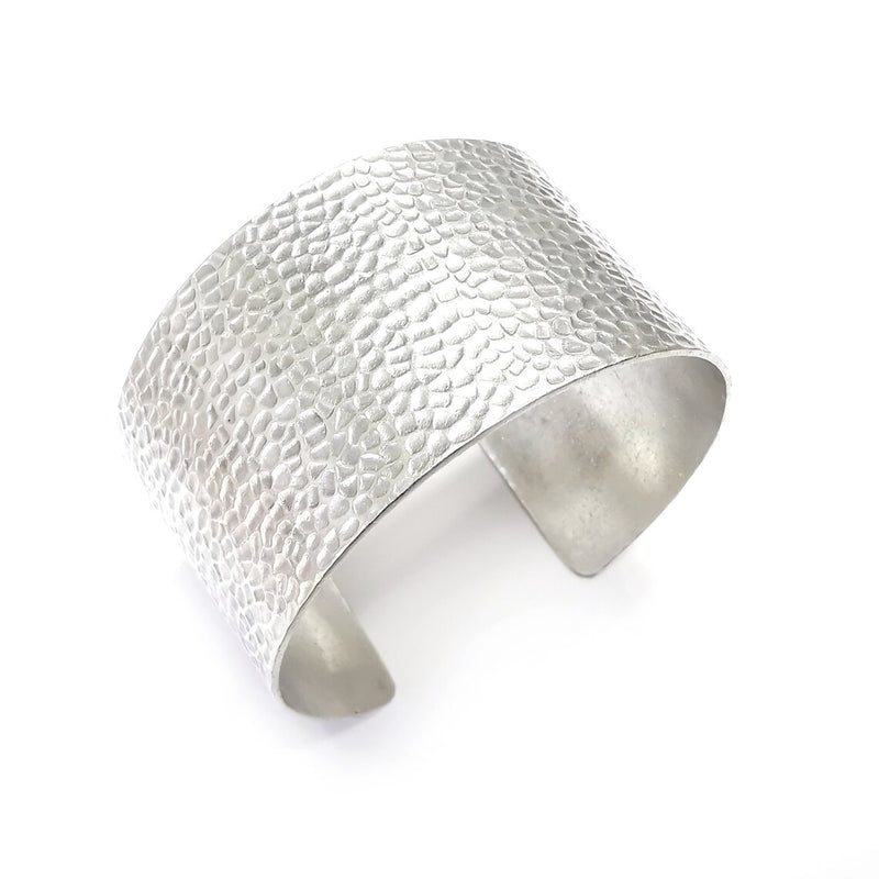 Hammered Bracelet Bezel Cuff Blank Mountings Bangle Base Setting Antique Silver Plated Brass Adjustable Bracelet (40mm) G34843