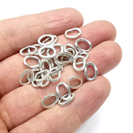 10 Oval Hoop Connector Findings Antique Silver Plated (10x7mm) G34852