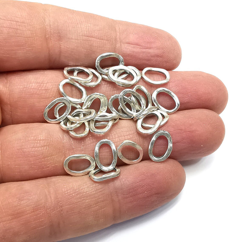 10 Oval Hoop Connector Findings Antique Silver Plated (10x7mm) G34852
