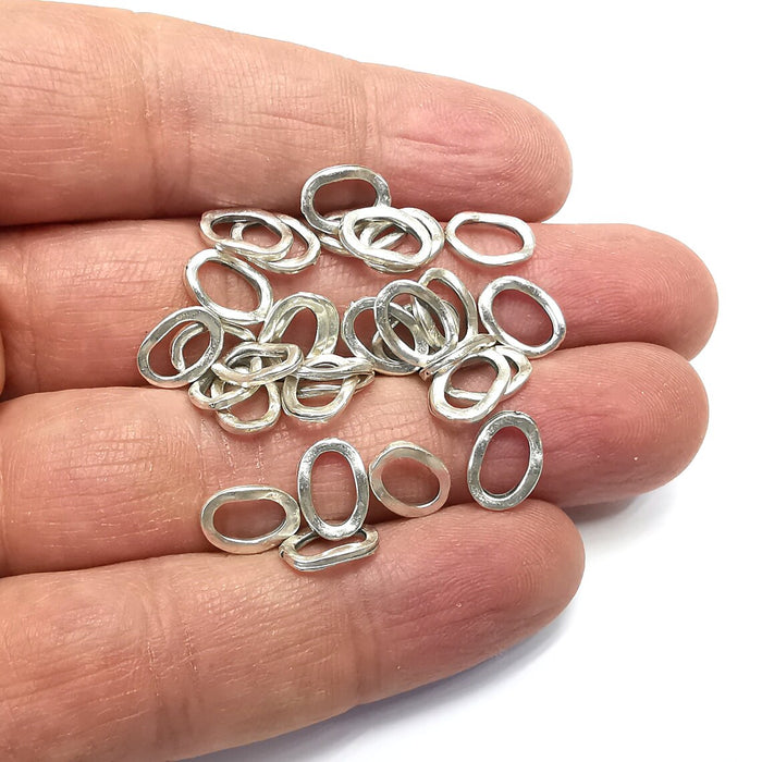 10 Oval Hoop Connector Findings Antique Silver Plated (10x7mm) G34852