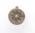Leaf Round Charms, Disc Charms, Flat Jewelry Parts, Medallion, Antique Copper Plated (38x33mm) G34874