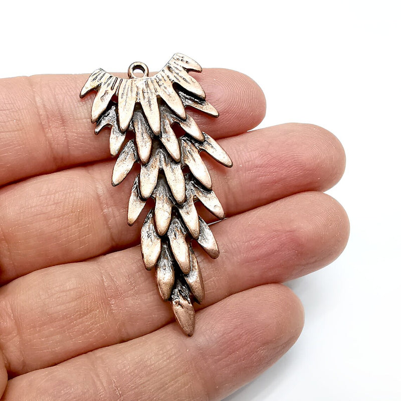 Feather Charms, Tail Charms , Bird Tail, Antique Copper Plated Charms (57x26m) G34878