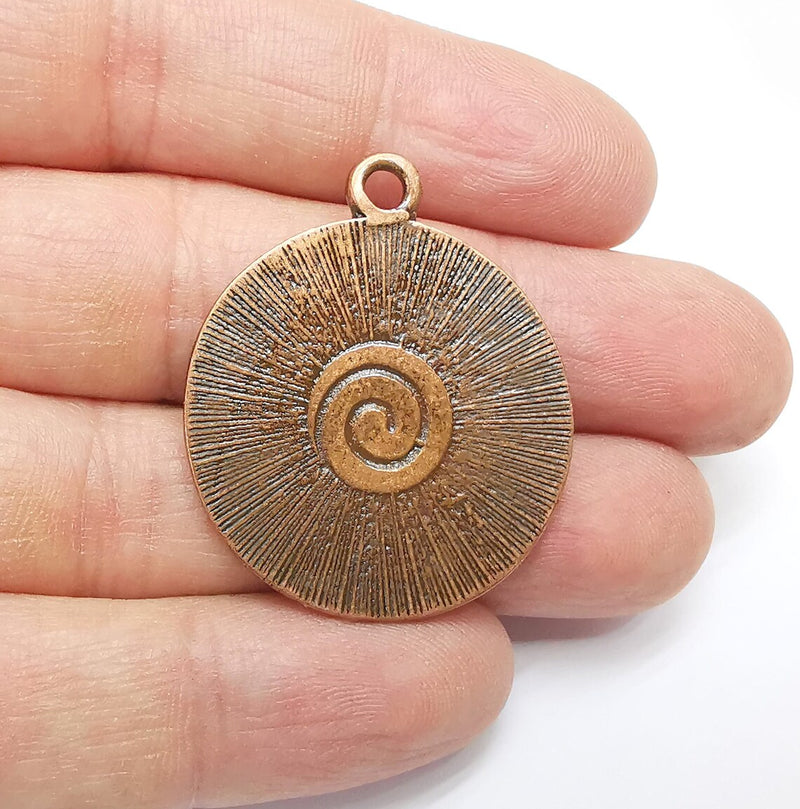 Copper Boho, Mystic Charms, Baroque Charms, Ethnic Earring Charm, Rustic Pendant, Necklace Parts, Antique Copper Plated 39x32mm G35099