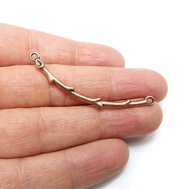 Branch Connector, Curved Stick Bar, Antique Copper Connector, Antique Copper Plated Pendant (58mm) G34886
