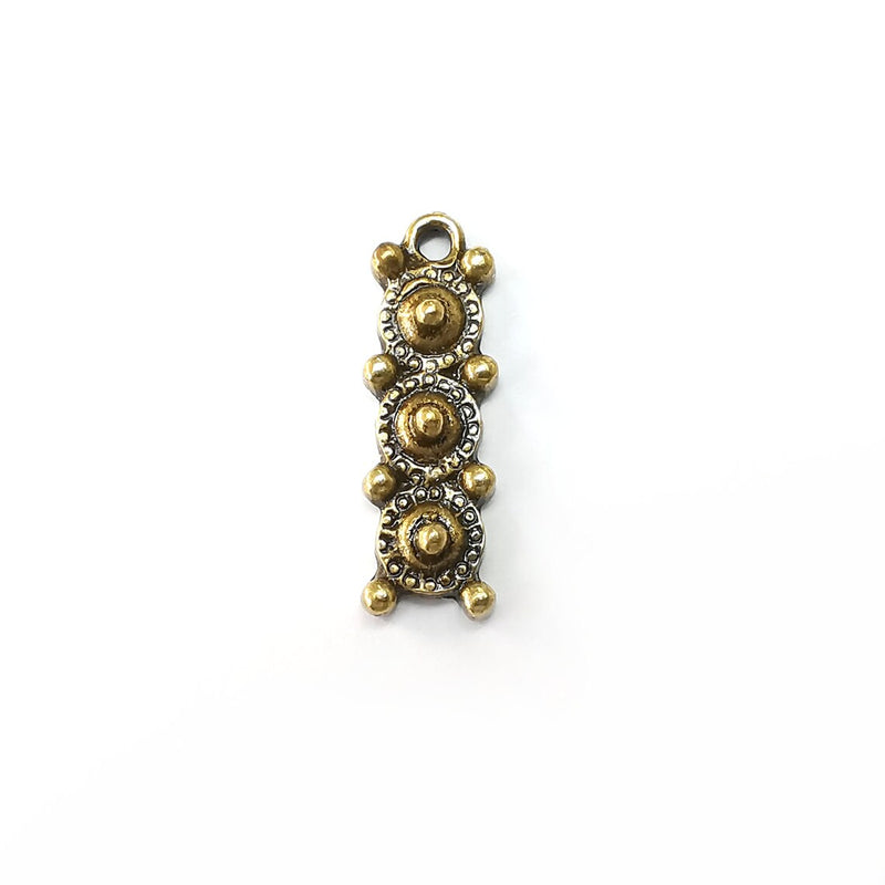 2 Bronze Charms, Boho Dangle Charms, Ethnic Earring Charms, Bronze Rustic Pendant, Necklace Parts, Antique Bronze Plated 29x10mm G35124