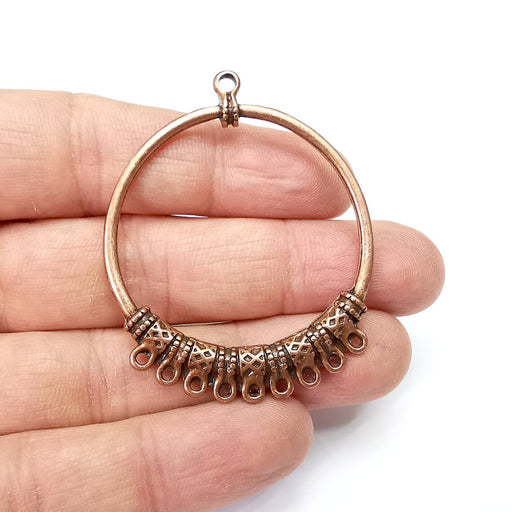 Circle Connector, Multi Hole Earring Parts, Spacer, Antique Copper Plated Dangle Charms (55x45mm) G34965