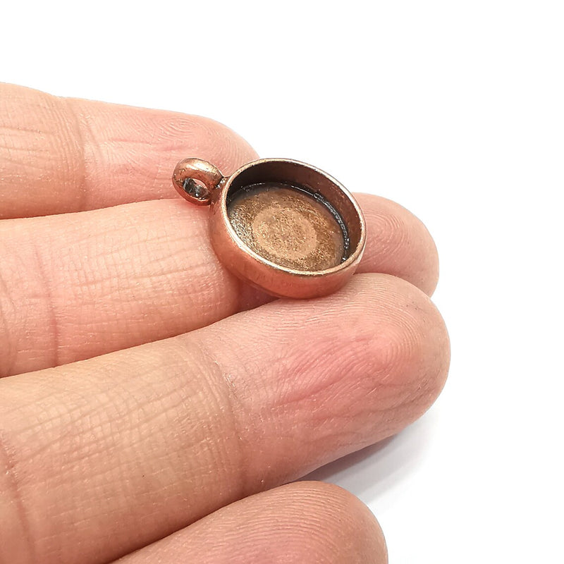 2 Round Pendant Blanks, Resin Bezel Bases, Mosaic Mountings, Dry flower Frame, Polymer Clay base, Antique Copper Plated (14mm) G34967