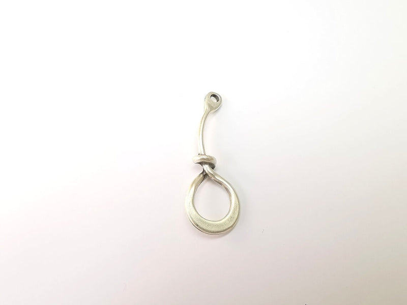 Silver Knot Connector, Necklace Findings, Jewelry Parts, Silver Necklace Component, Antique Silver Plated Metal Findings (55x19mm) G35180
