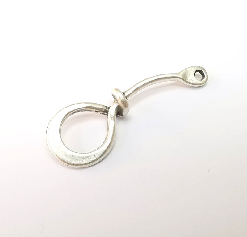 Silver Knot Connector, Necklace Findings, Jewelry Parts, Silver Necklace Component, Antique Silver Plated Metal Findings (55x19mm) G35180