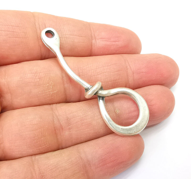 Silver Knot Connector, Necklace Findings, Jewelry Parts, Silver Necklace Component, Antique Silver Plated Metal Findings (55x19mm) G35180
