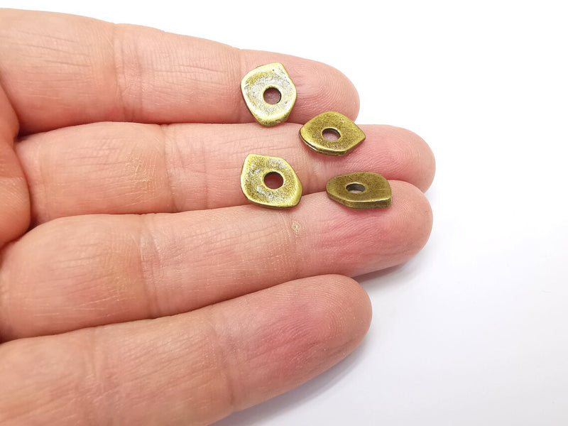 10 Bronze Connector, Jewelry Parts, Bronze Bracelet Component, Antique Bronze Findings, Antique Bronze Plated Metal (12x10mm) G35179