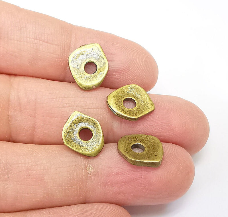 10 Bronze Connector, Jewelry Parts, Bronze Bracelet Component, Antique Bronze Findings, Antique Bronze Plated Metal (12x10mm) G35179