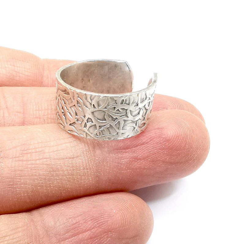 Branch Ring , Band Blank, Ring Base, Adjustable Antique Silver Plated Brass 10mm G35009