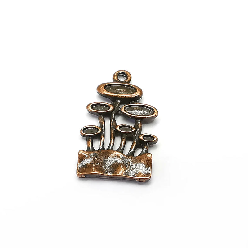 Plant Charms, Nature Earring Charms, Copper Rustic Pendant, Necklace Parts, Antique Copper Plated 25x15mm G35026