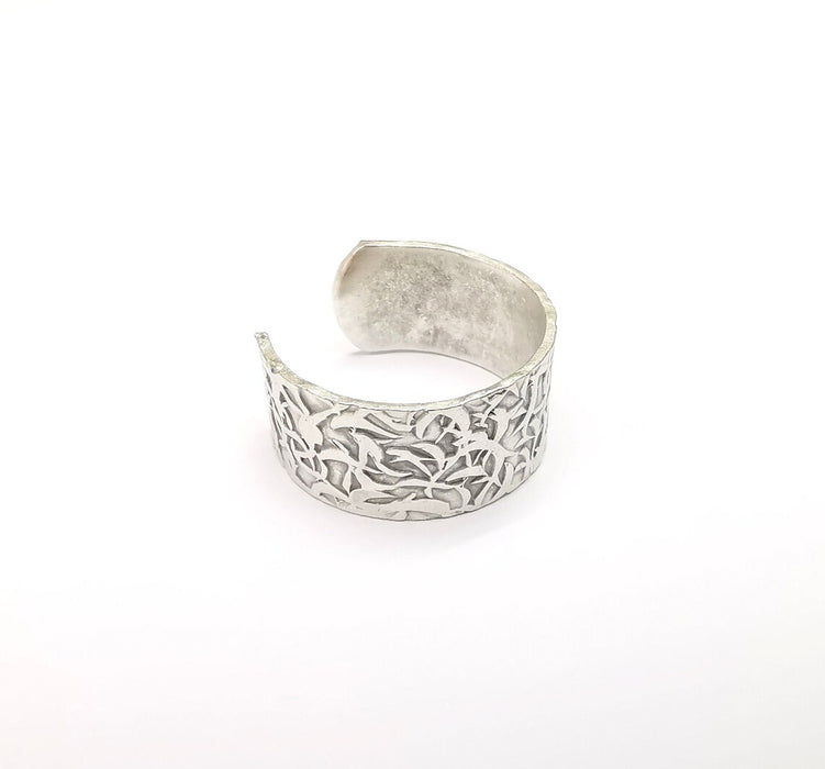 Branch Ring , Band Blank, Ring Base, Adjustable Antique Silver Plated Brass 10mm G35009